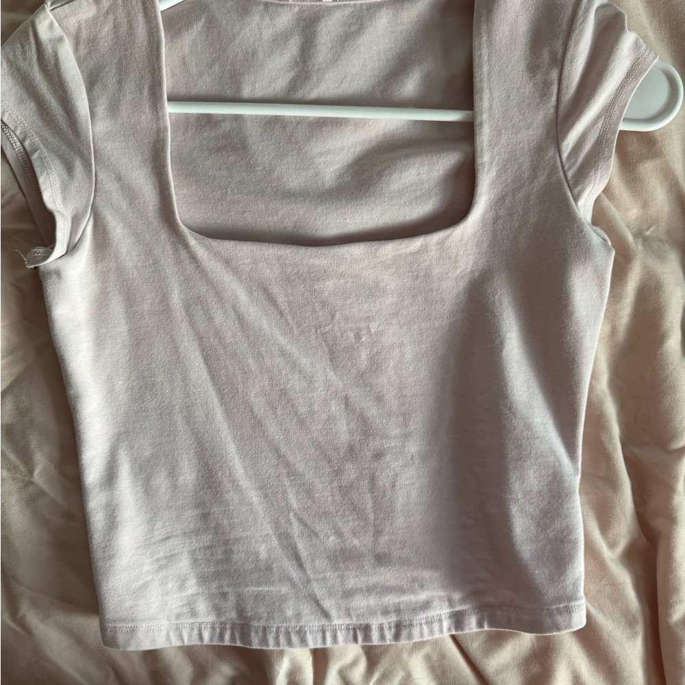 Garage Gray Crop Blouse Fitted Style